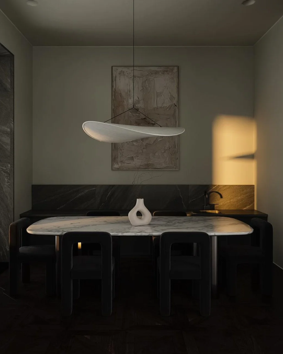 NovaLume Japandi Table Lamp With Wood Base In Potato Chip Style - OpalDwell