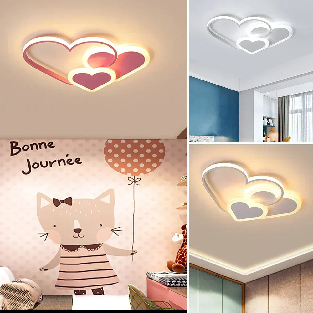 PetalGlow Soft Heart Bright Ceiling Lamp for Kids' Rooms - OpalDwell