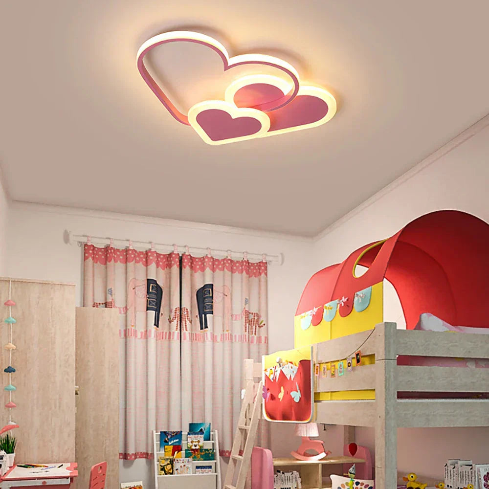 PetalGlow Soft Heart Bright Ceiling Lamp for Kids' Rooms - OpalDwell