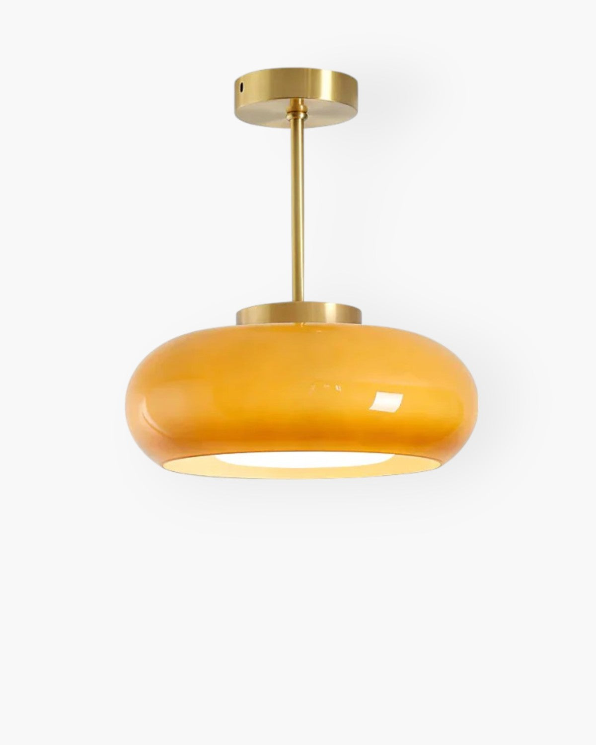 LumaBrass Frosted Glass Ceiling Light With Brass Mount - OpalDwell