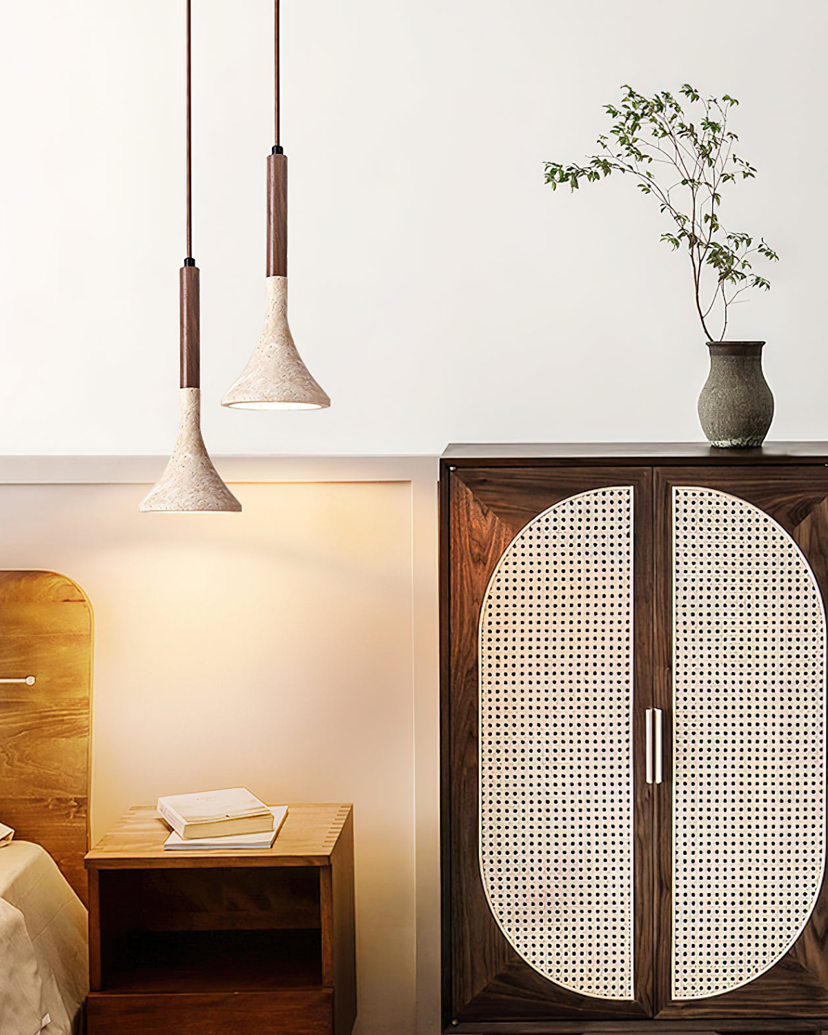 Ardena Natural Wood Pendant Ceiling Light Minimalist - OpalDwell