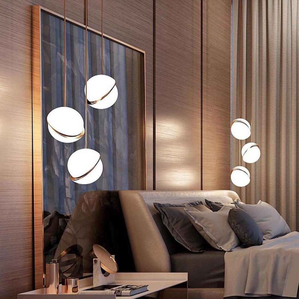 Lunara Halo Moon-Shaped Pendant Lamp in Brass Acrylic Finish - OpalDwell