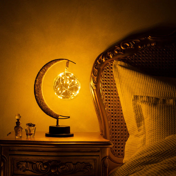 AsteriGlow Glass Moon Lamp Warm Ambient Moonlight Glow - OpalDwell