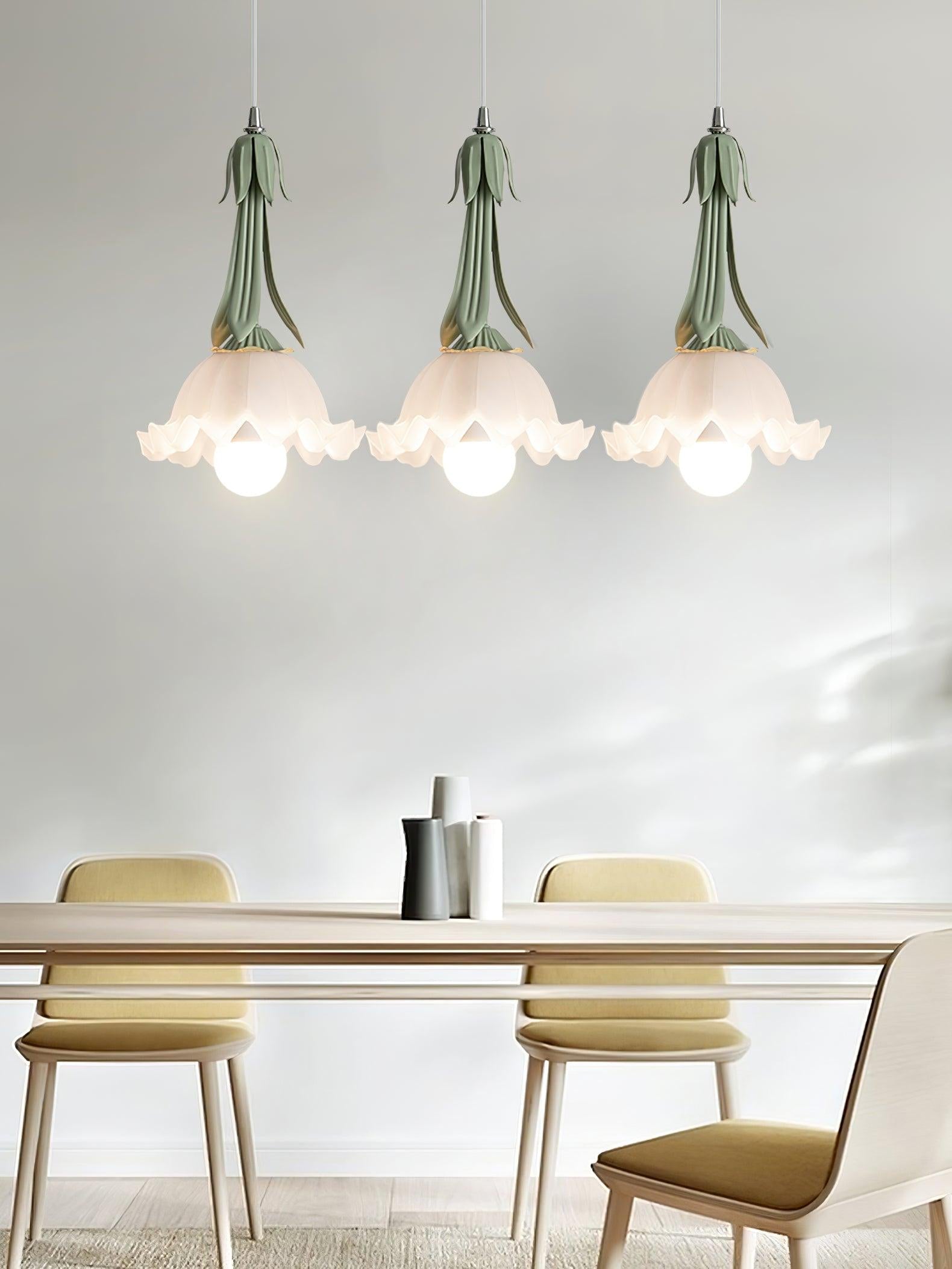 PetalGlow Floral Motif Pendant Lamp With Soft Glow - OpalDwell