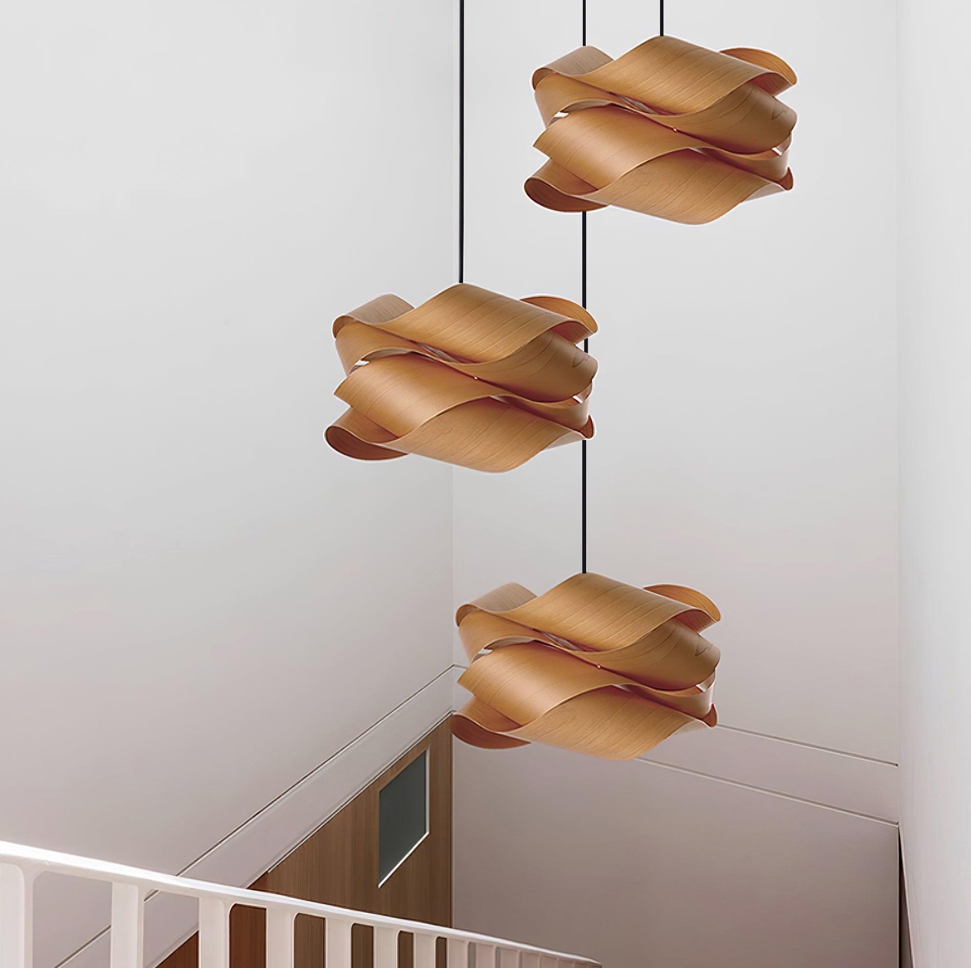 LumaOak Handcrafted Wood Grain Pendant Light for Living - OpalDwell