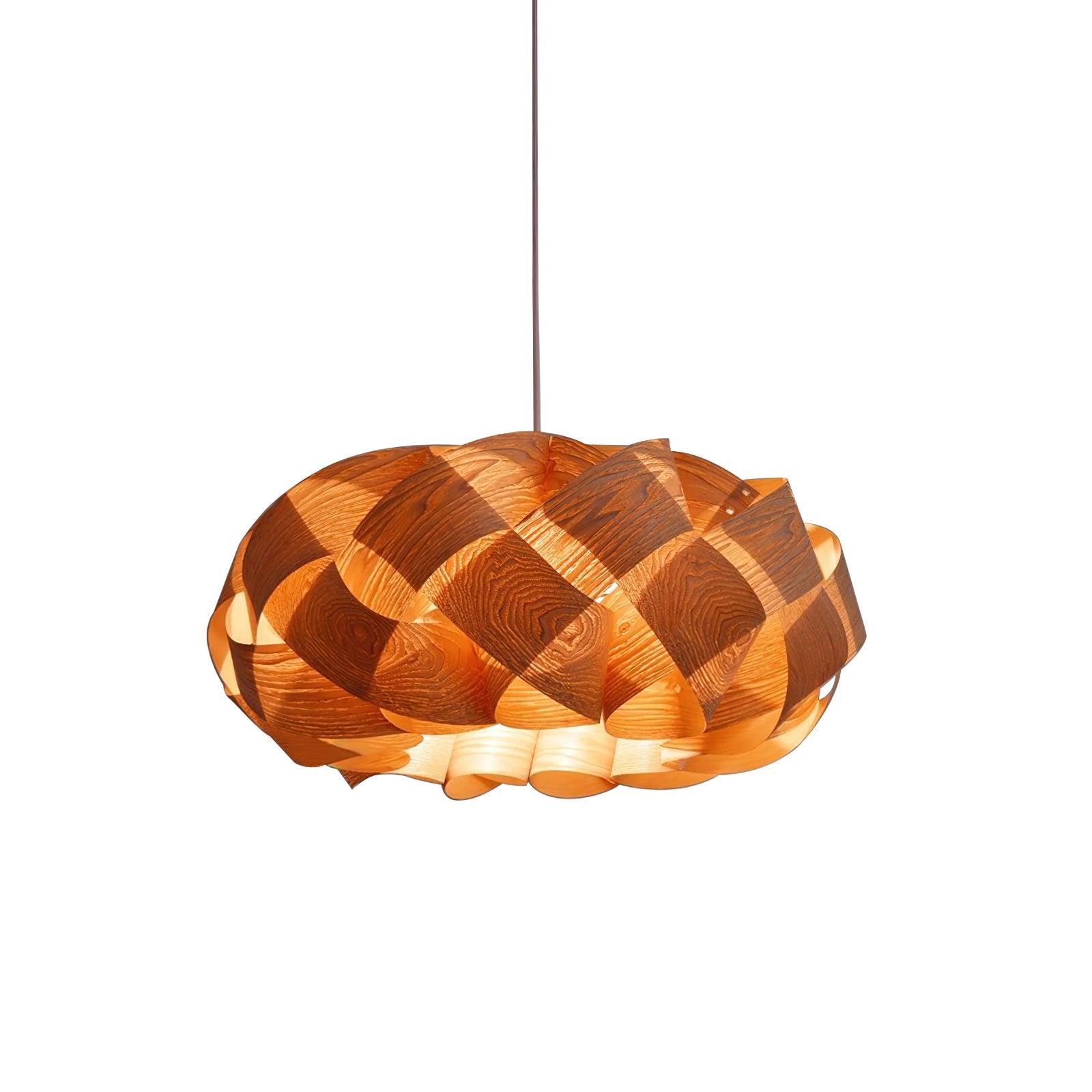 LumaOak Handcrafted Wood Grain Pendant Light for Living - OpalDwell