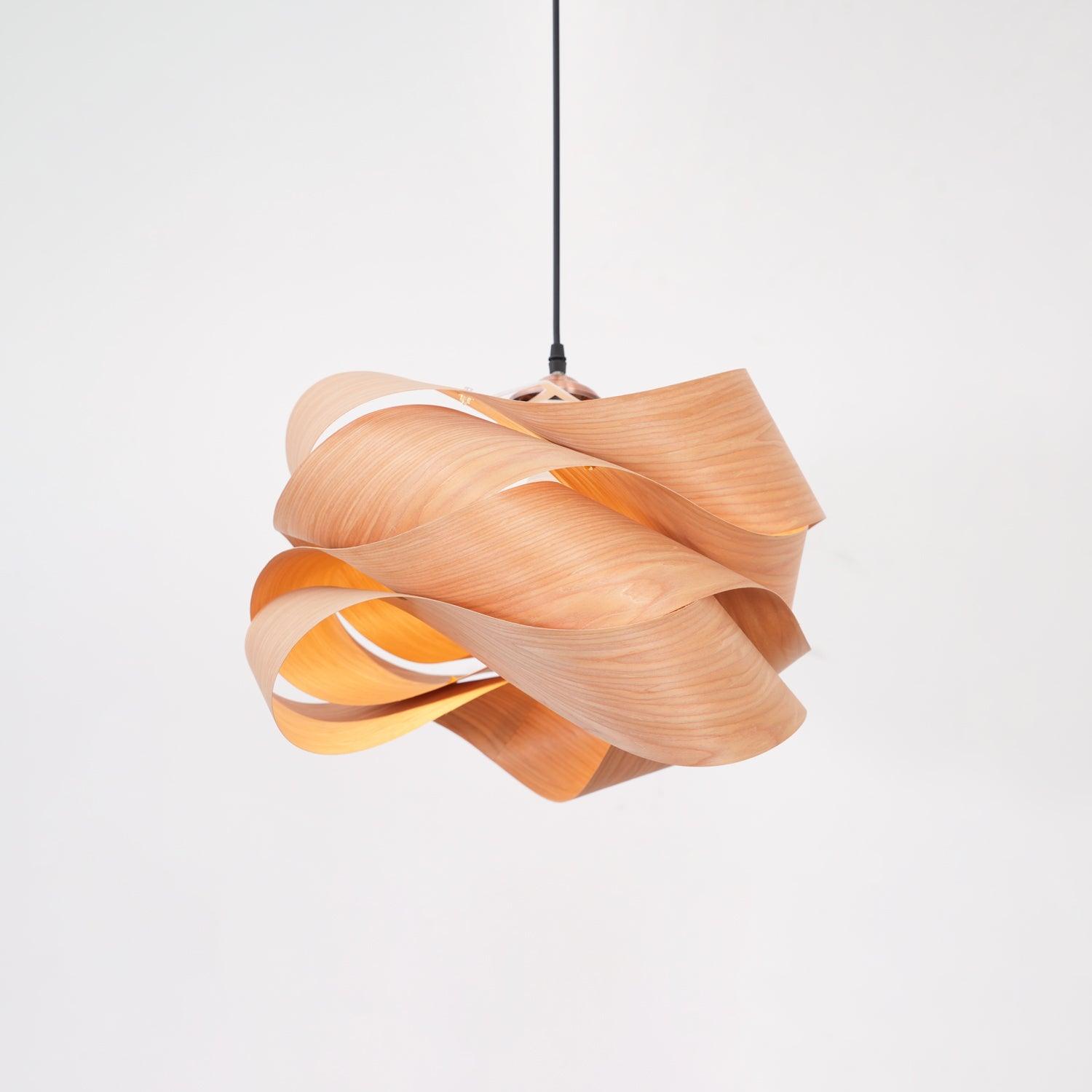 LumaOak Handcrafted Wood Grain Pendant Light for Living - OpalDwell