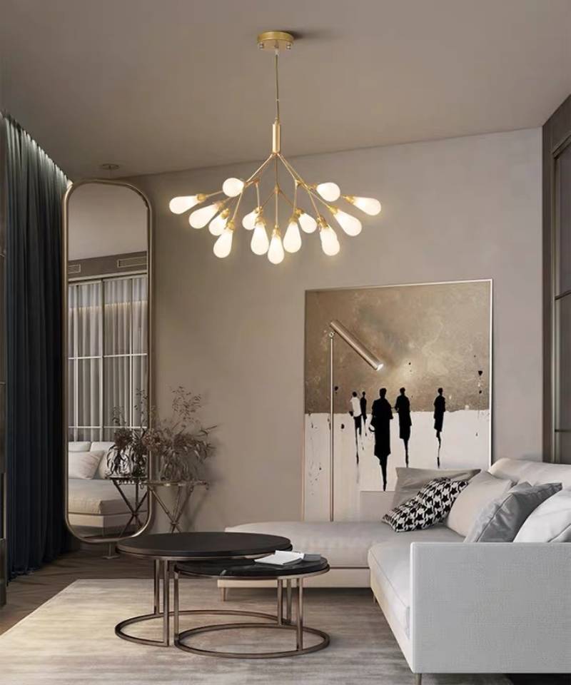 Modern Gold Branch Chandelier, Contemporary Ceiling Light For Living And Dining Rooms OpalDwell