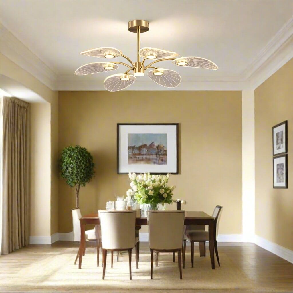 AuroraLuxe Elegant Gold Modern Dining Room Chandelier Light OpalDwell