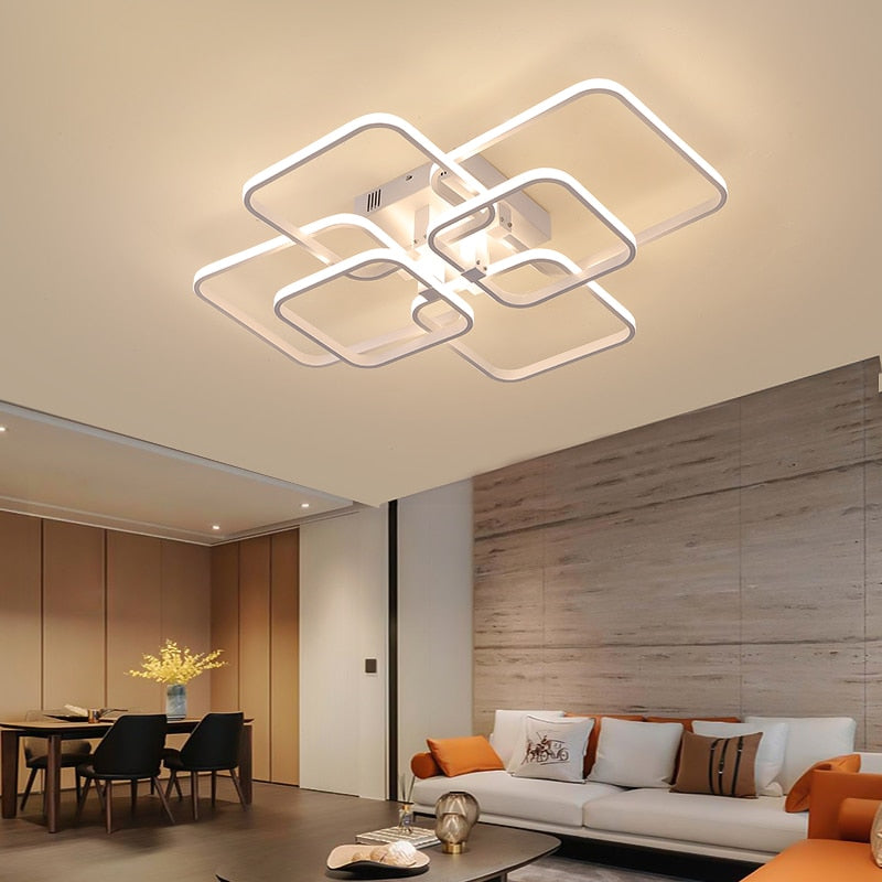 LuminaLux Modern Dimmable LED Ceiling Chandelier for Dining Room OpalDwell