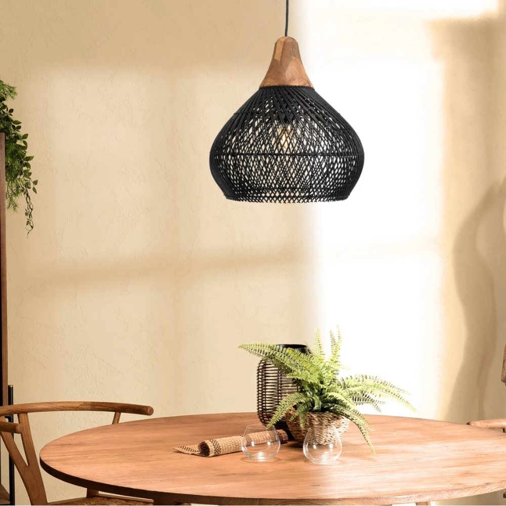 Asterra Handwoven Rattan Pendant Light Boho Ceiling - OpalDwell