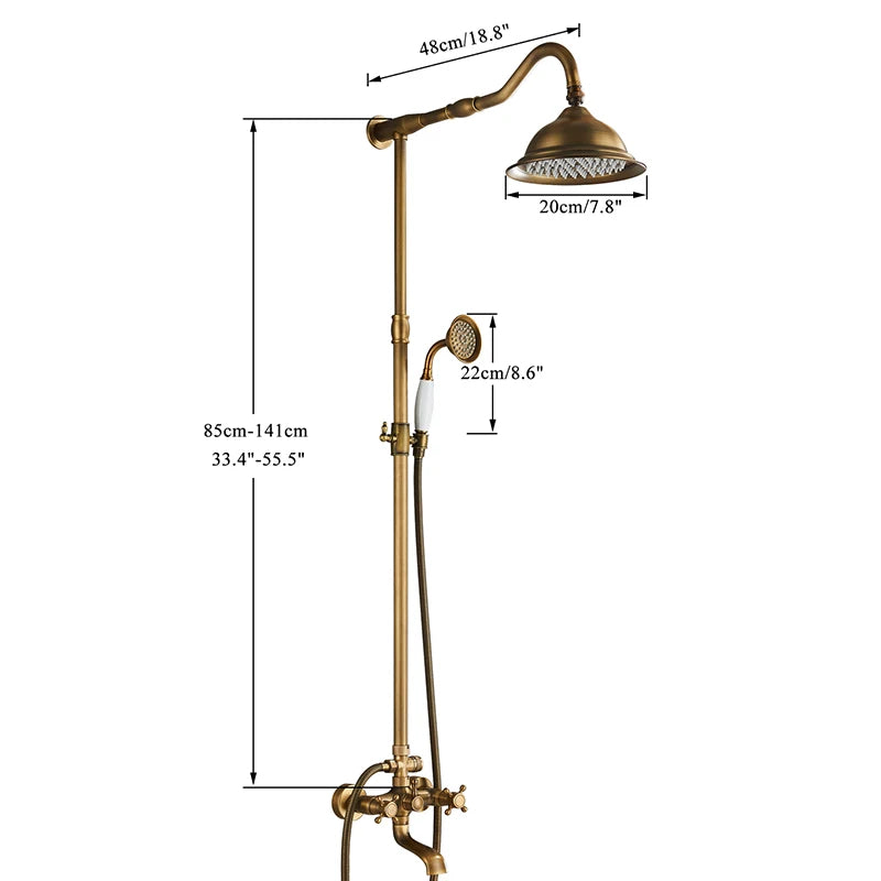 Marlen Classic Antique Brass In-Wall Shower System for Bathroom and Outdoor Use | OpalDwell OpalDwell