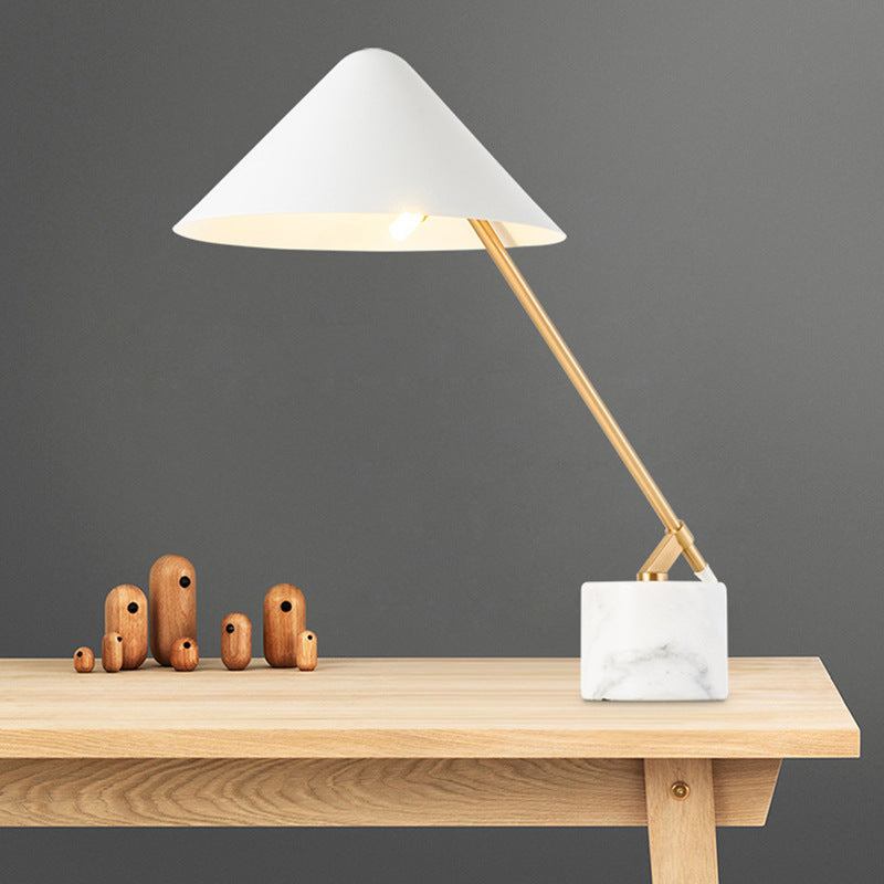Elegant Marble Base Table Lamp Modern Brass Desk Light - OpalDwell