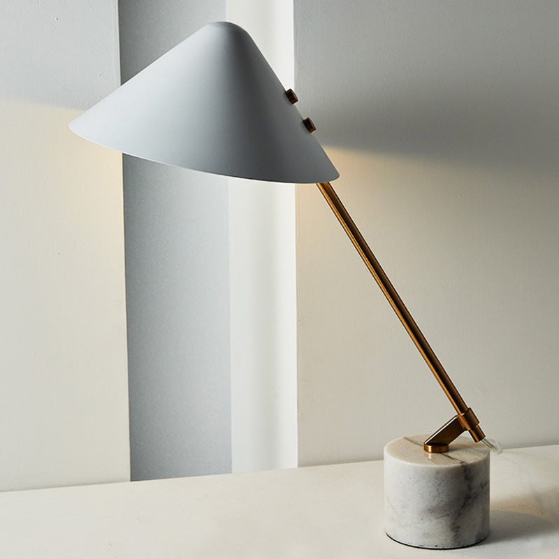 Elegant Marble Base Table Lamp Modern Brass Desk Light - OpalDwell