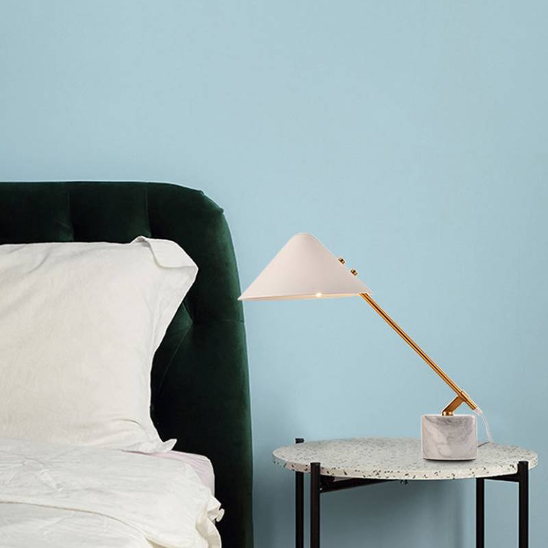 Elegant Marble Base Table Lamp Modern Brass Desk Light - OpalDwell