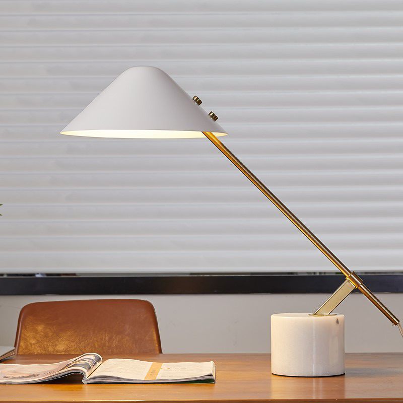 Elegant Marble Base Table Lamp Modern Brass Desk Light - OpalDwell