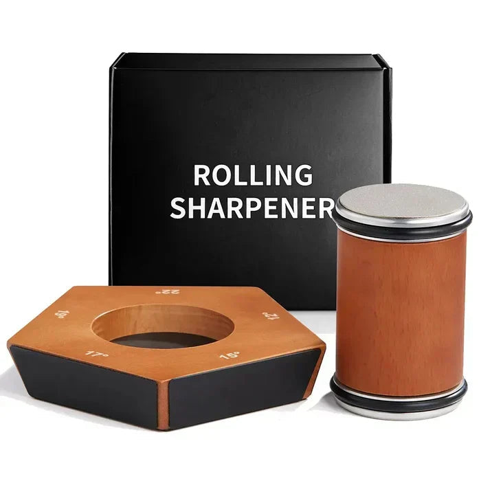 Quellio Edge Diamond Roller Knife Sharpener Pro Wood Base - OpalDwell