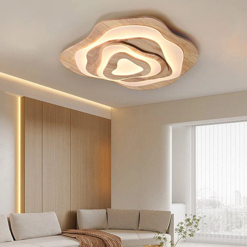 LumenVale Stylish Modern Wood And Metal Flush Mount Ceiling Light OpalDwell