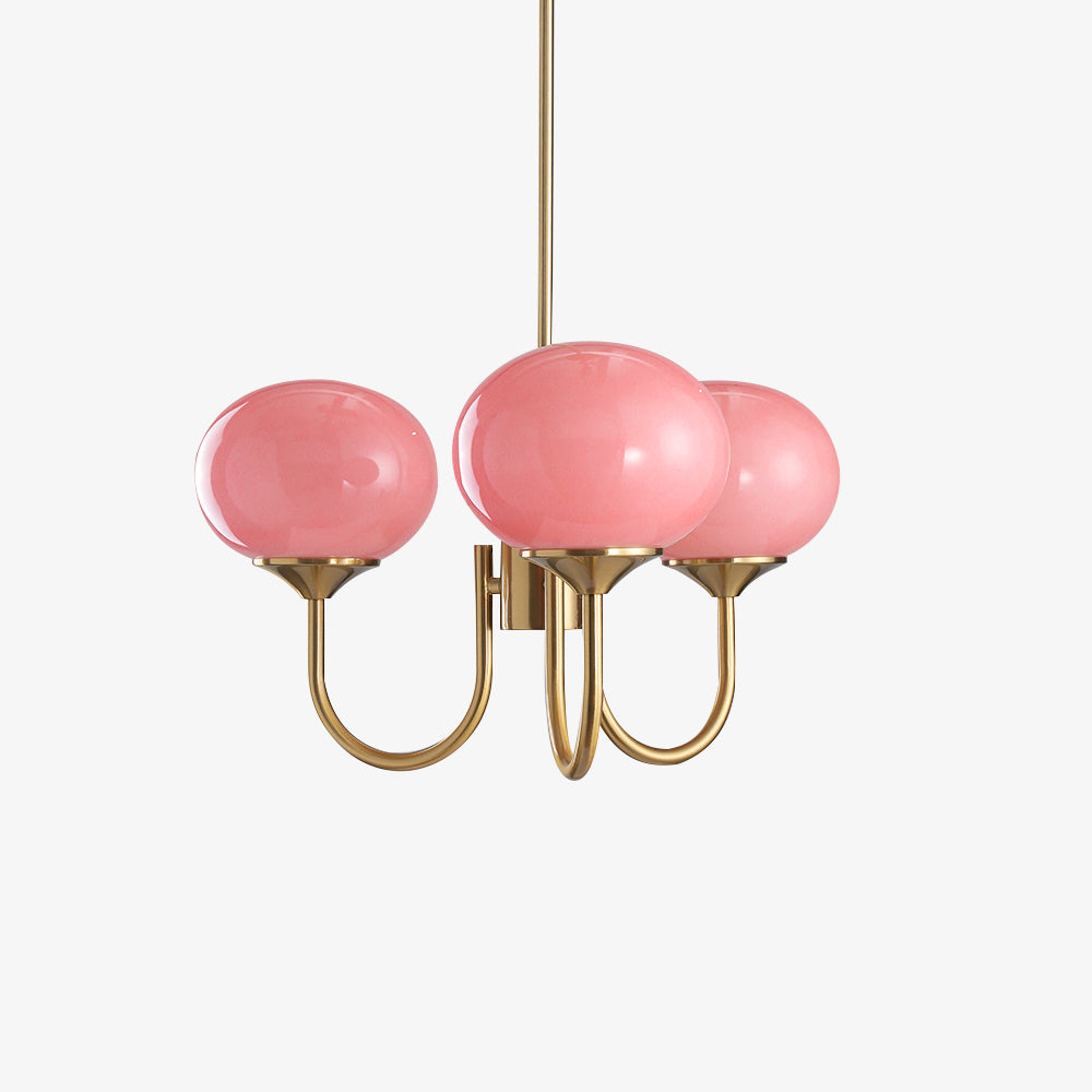 Alora Marshmallow Chandelier With Pink Glass Shades - OpalDwell