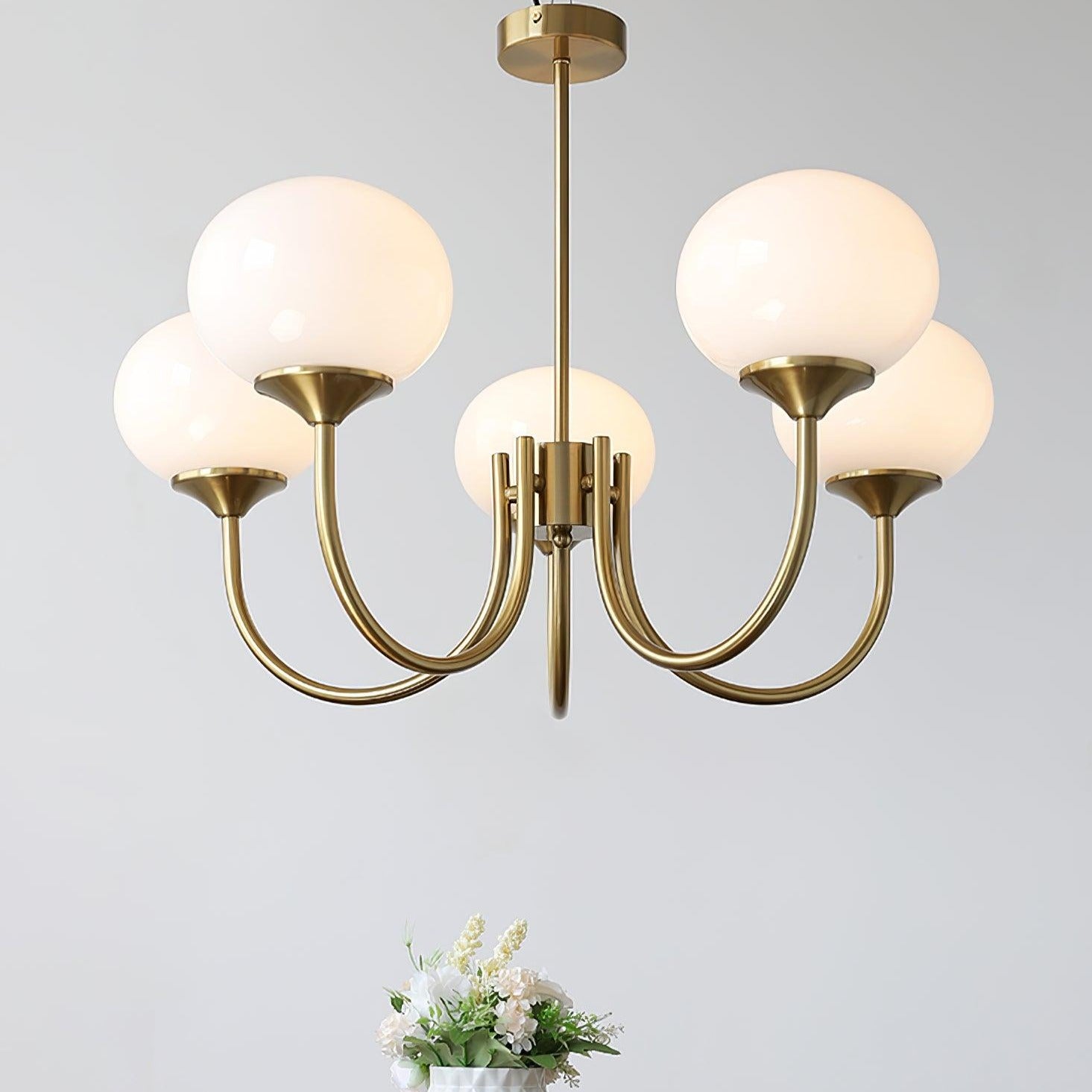 Alora Marshmallow Chandelier With Pink Glass Shades - OpalDwell