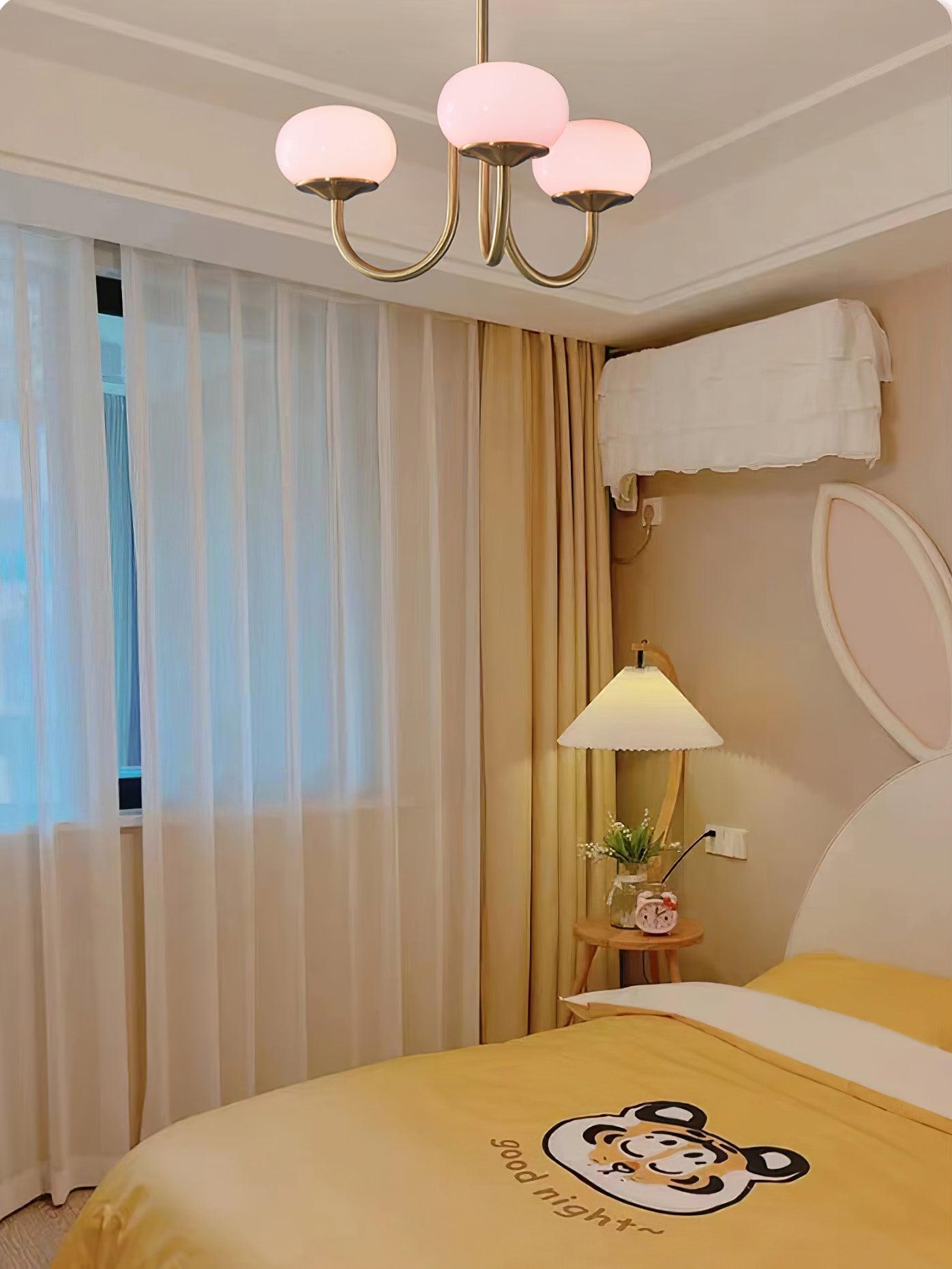 Alora Marshmallow Chandelier With Pink Glass Shades - OpalDwell