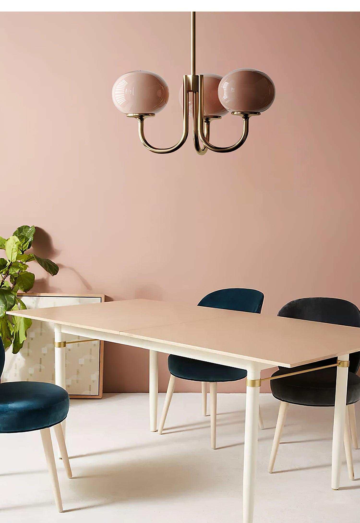 Alora Marshmallow Chandelier With Pink Glass Shades - OpalDwell