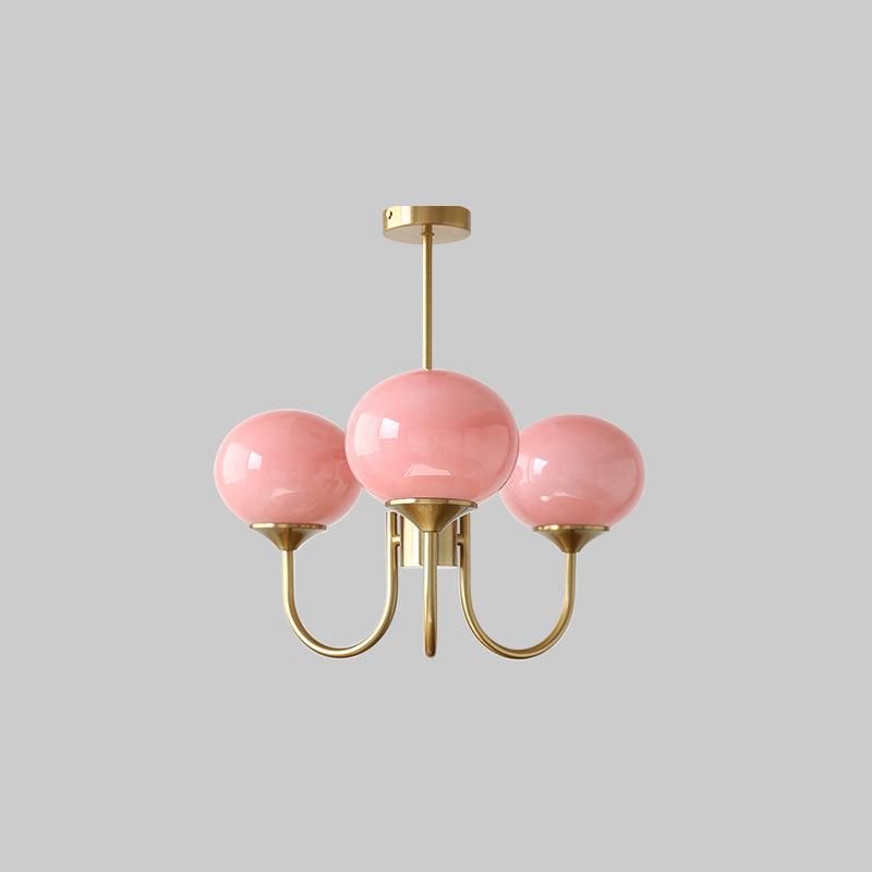 Alora Marshmallow Chandelier With Pink Glass Shades - OpalDwell