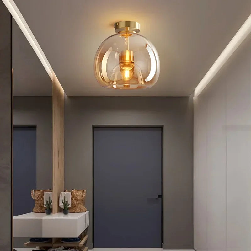 Aurora Glass Ceiling Light Sleek Minimalist Glow Ambience - OpalDwell