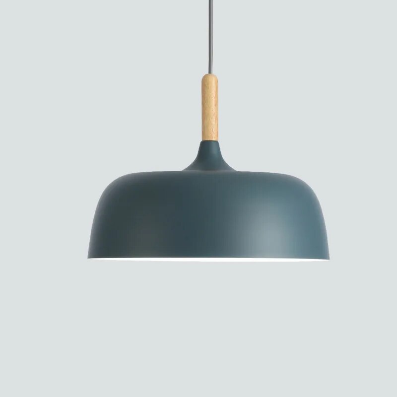 Kirra Nordic Black Pendant Light with Wood Accent Lamp - OpalDwell