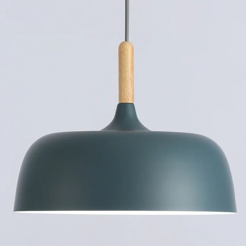 Kirra Nordic Black Pendant Light with Wood Accent Lamp - OpalDwell