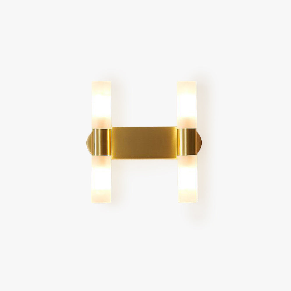 Solara Brushed Gold Wall Sconce With Frosted Glass Diffuser LED - OpalDwell