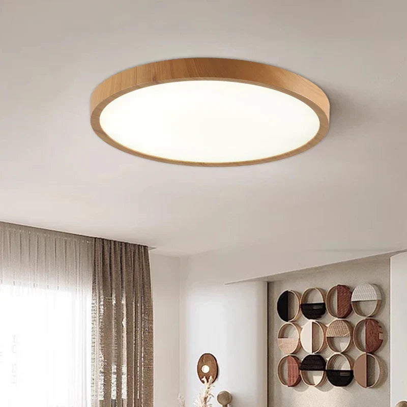 AstraHalo Walnut Ultrathin Circular Ceiling Light For Home OpalDwell