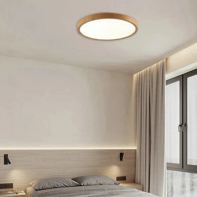AstraHalo Walnut Ultrathin Circular Ceiling Light For Home OpalDwell