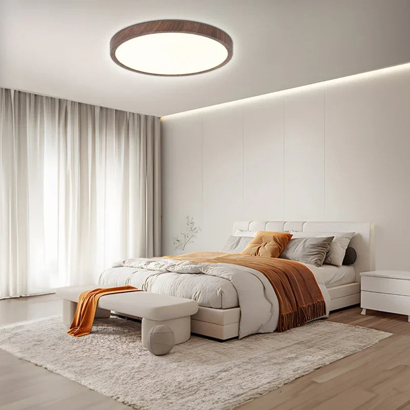 AstraHalo Walnut Ultrathin Circular Ceiling Light For Home OpalDwell