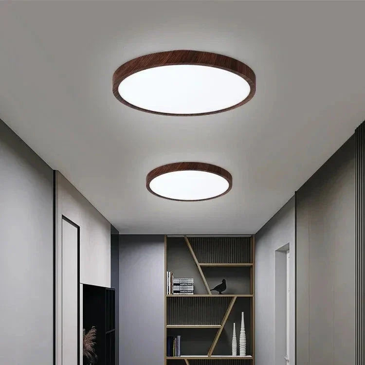 AstraHalo Walnut Ultrathin Circular Ceiling Light For Home OpalDwell