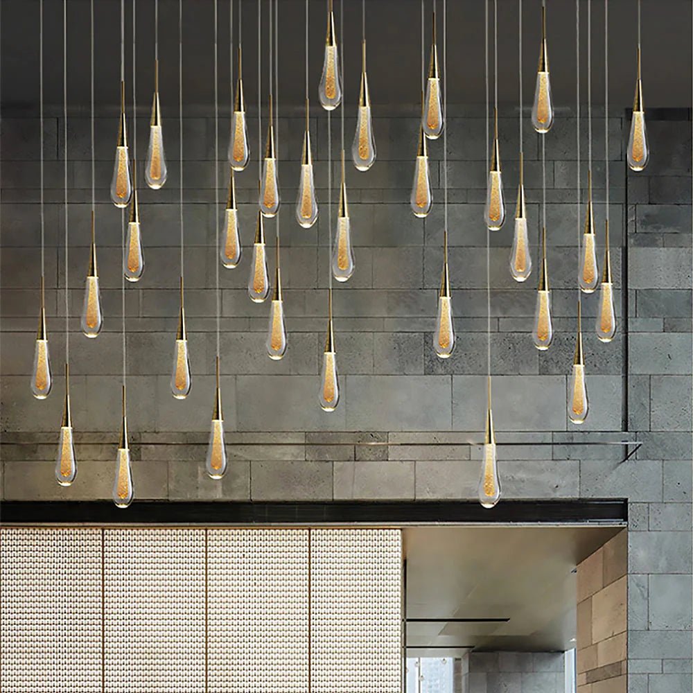 Modern Aurelia Droplet LED Pendant Light Glass and Iron OpalDwell