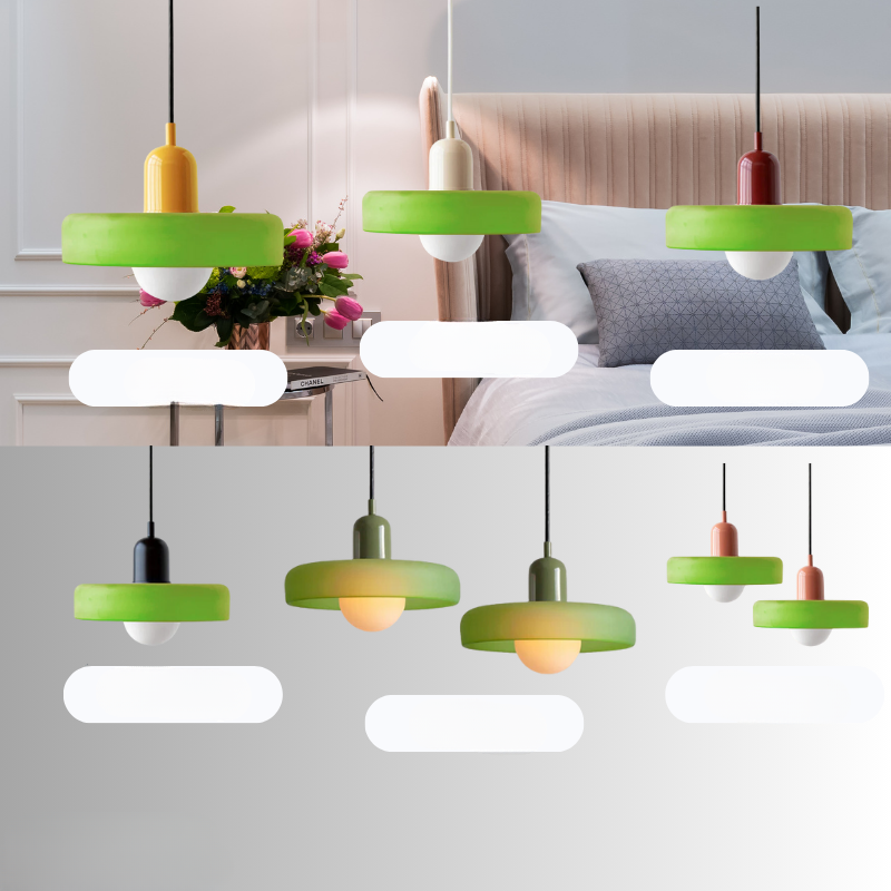 Lunaro Crimson Retro Pendant Light Featuring White Ribbed Diffuser - OpalDwell