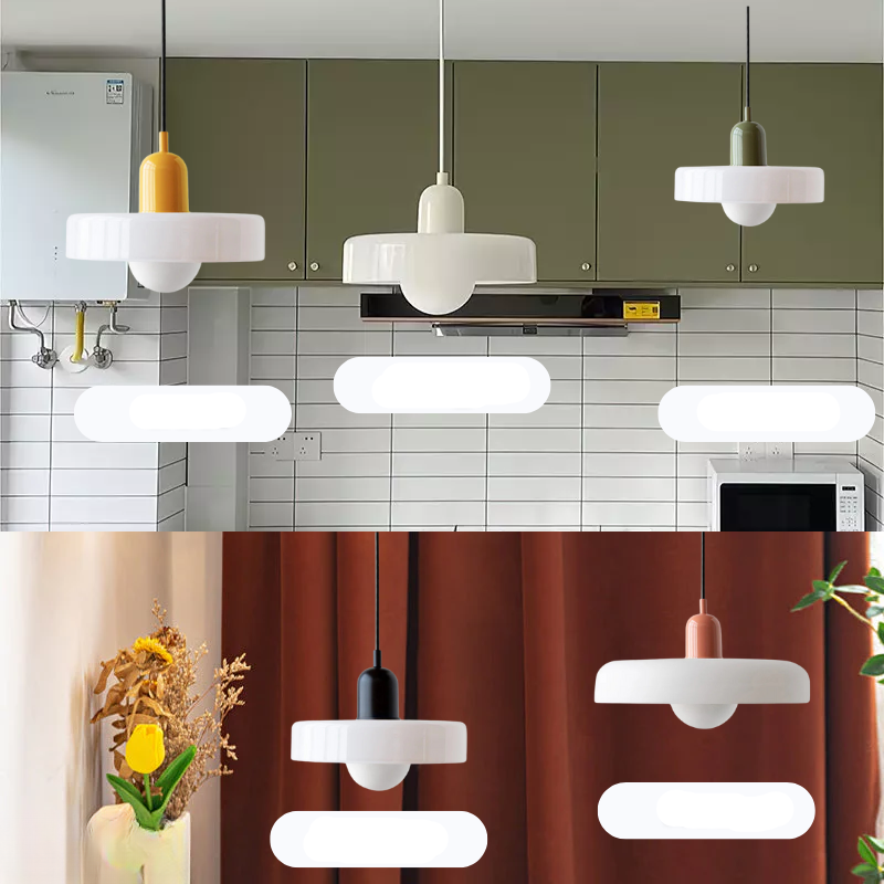Lunaro Crimson Retro Pendant Light Featuring White Ribbed Diffuser - OpalDwell