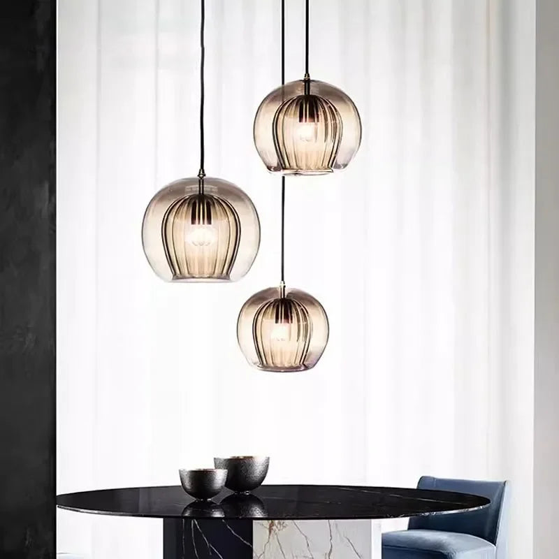AstraFlare Smoke Glass Cluster Pendant Light Fixture - OpalDwell