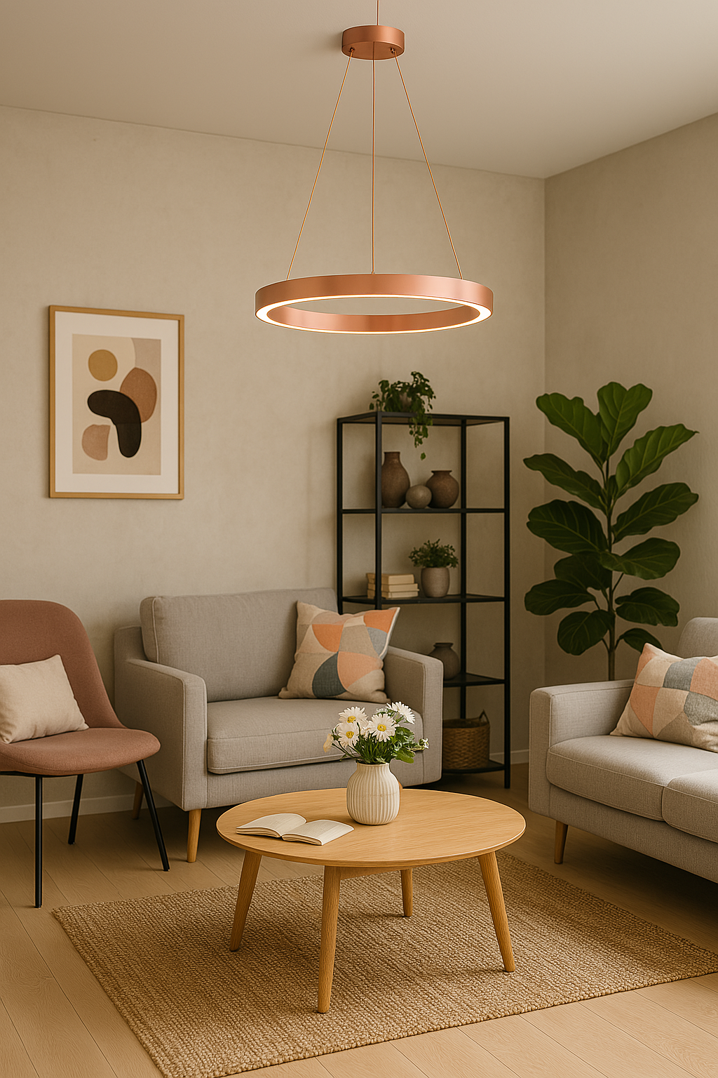LumaNova Circular LED Pendant Light Dimmable for Dining Living Room and Office OpalDwell