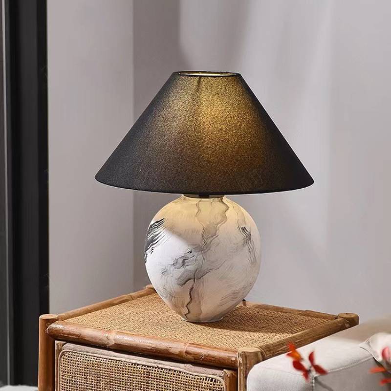 Marble Pattern Ceramic Lamp With Soft Ambient Lighting For Modern Homes - OpalDwell