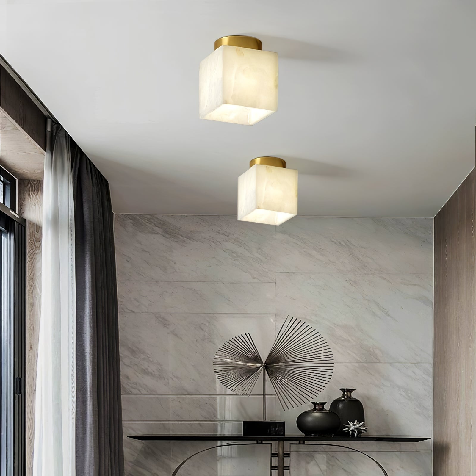 AureliaGlow | Alabaster Oval Ceiling Lamp for Heavenly Glow - OpalDwell
