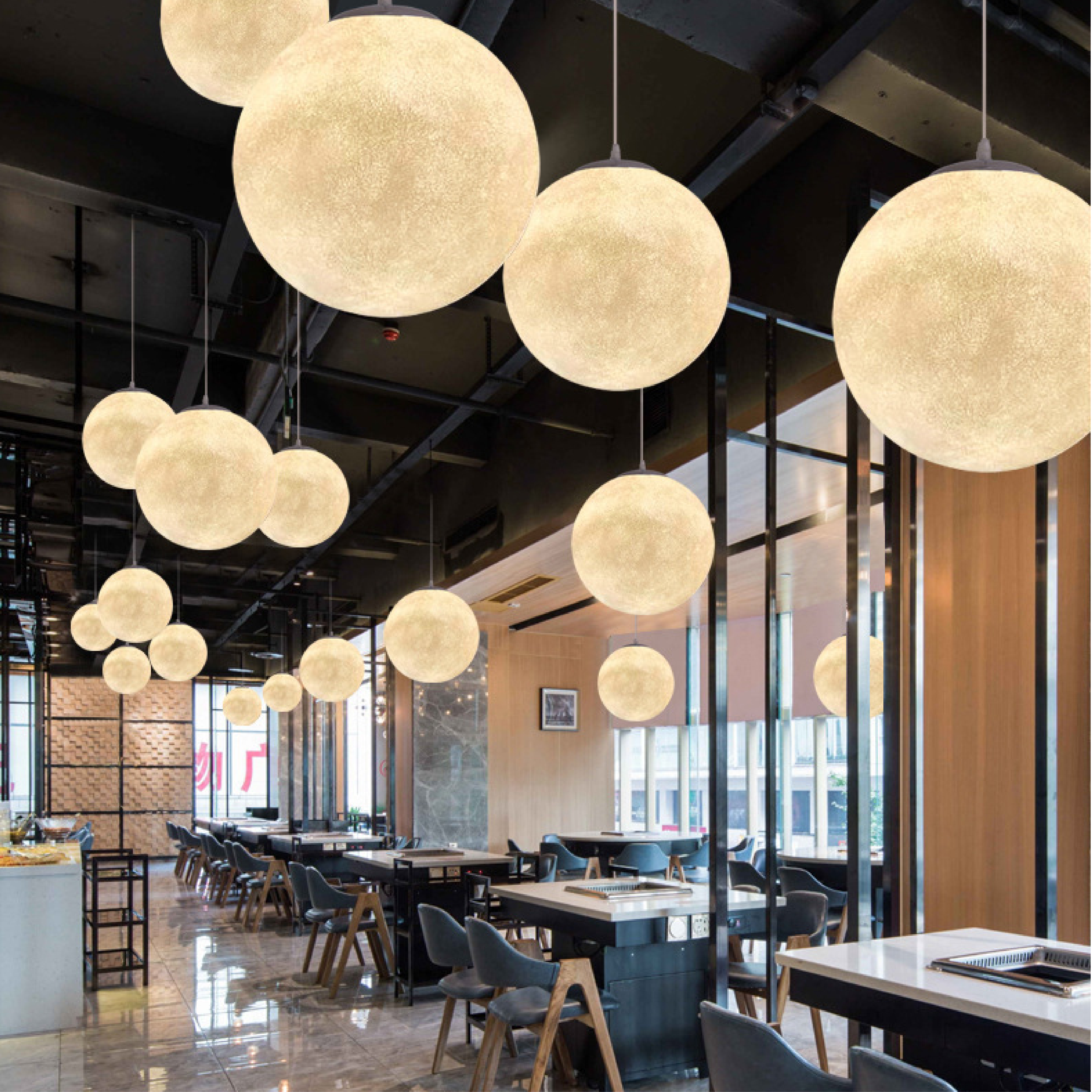 LunaWeave Moon Pattern Pendant Light In Bamboo Shade OpalDwell