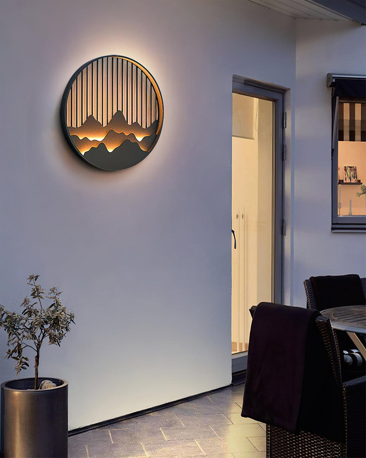 Cairncrest Outdoor Wall Lamp With Elegant Mountain Motifs - OpalDwell