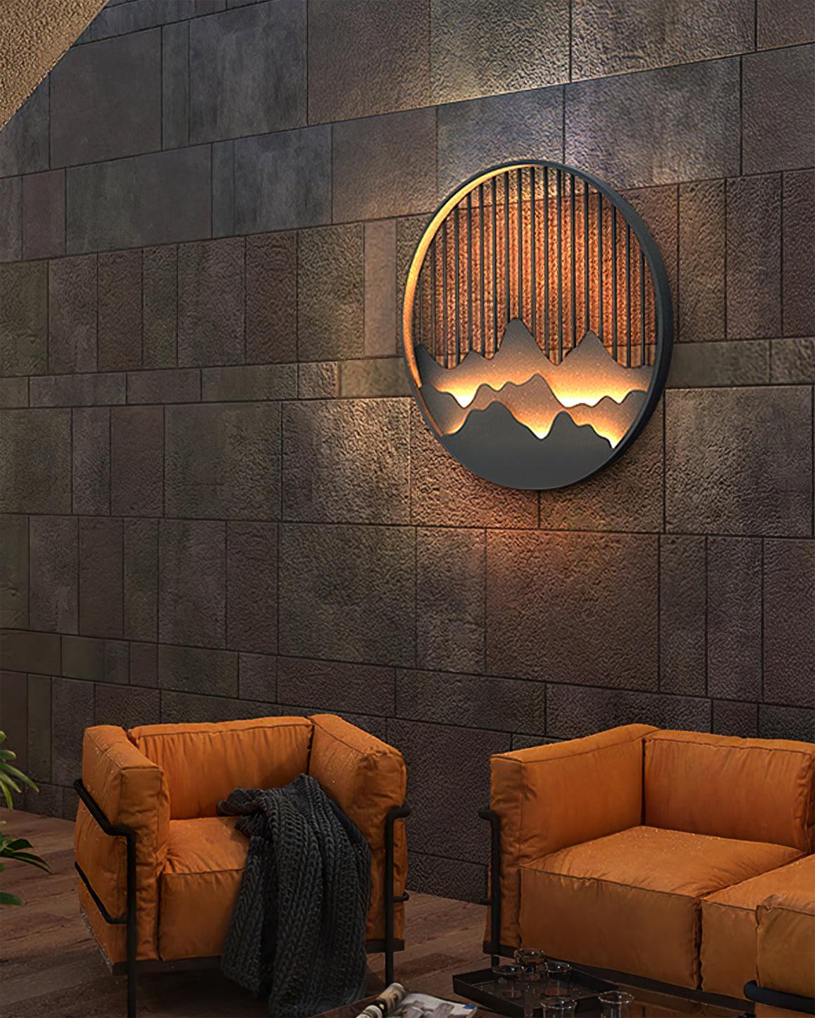 Cairncrest Outdoor Wall Lamp With Elegant Mountain Motifs - OpalDwell