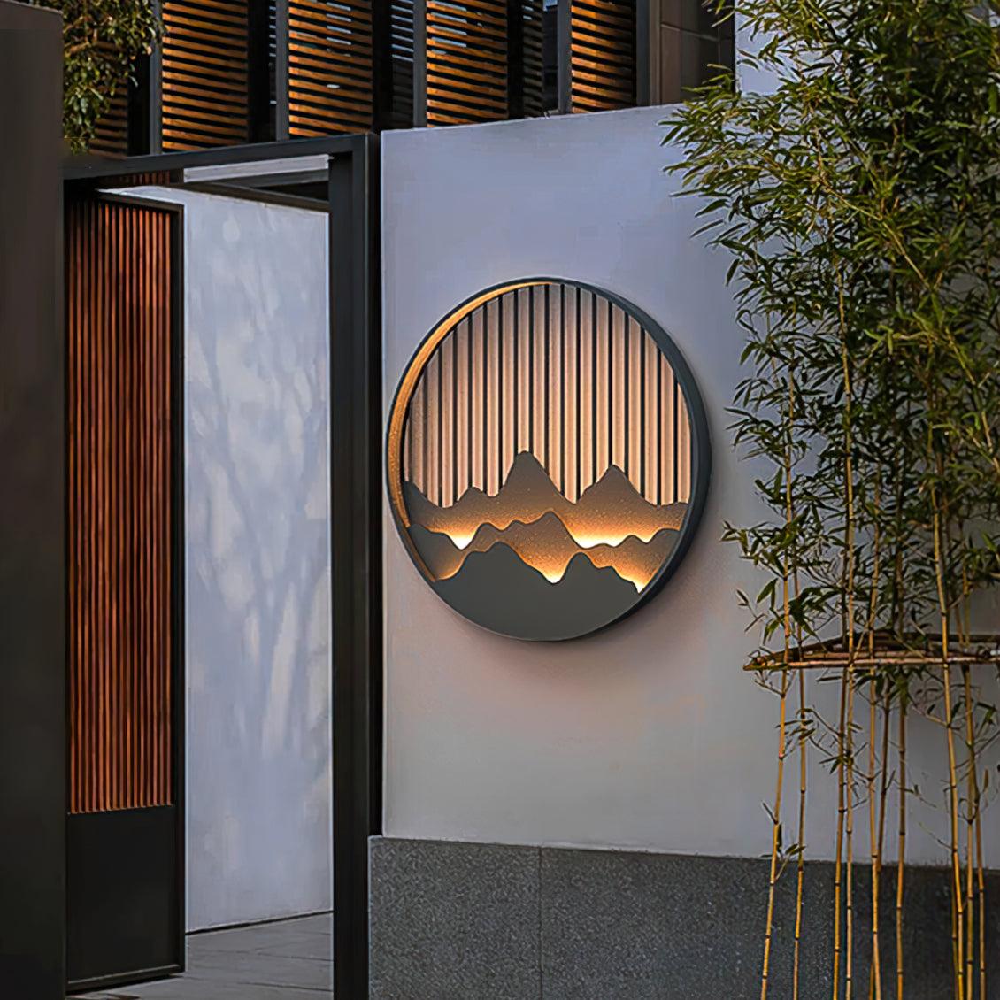 Cairncrest Outdoor Wall Lamp With Elegant Mountain Motifs - OpalDwell