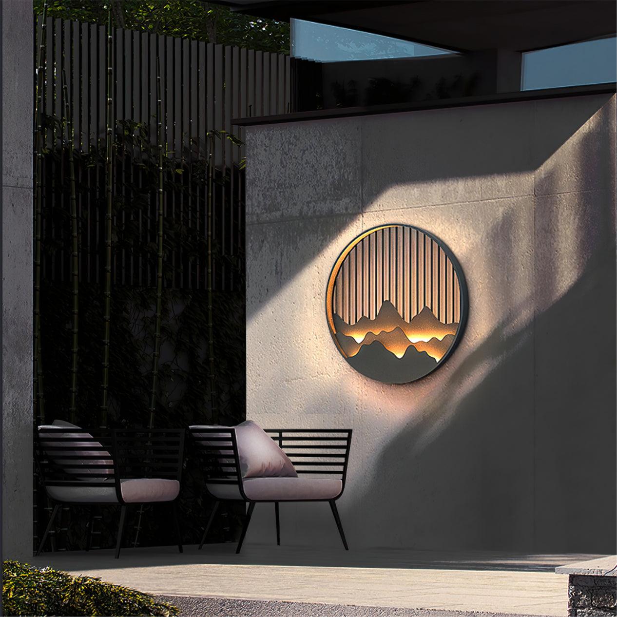 Cairncrest Outdoor Wall Lamp With Elegant Mountain Motifs - OpalDwell