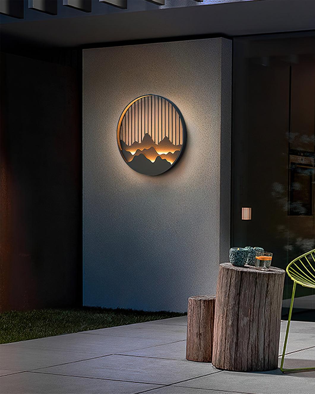 Cairncrest Outdoor Wall Lamp With Elegant Mountain Motifs - OpalDwell