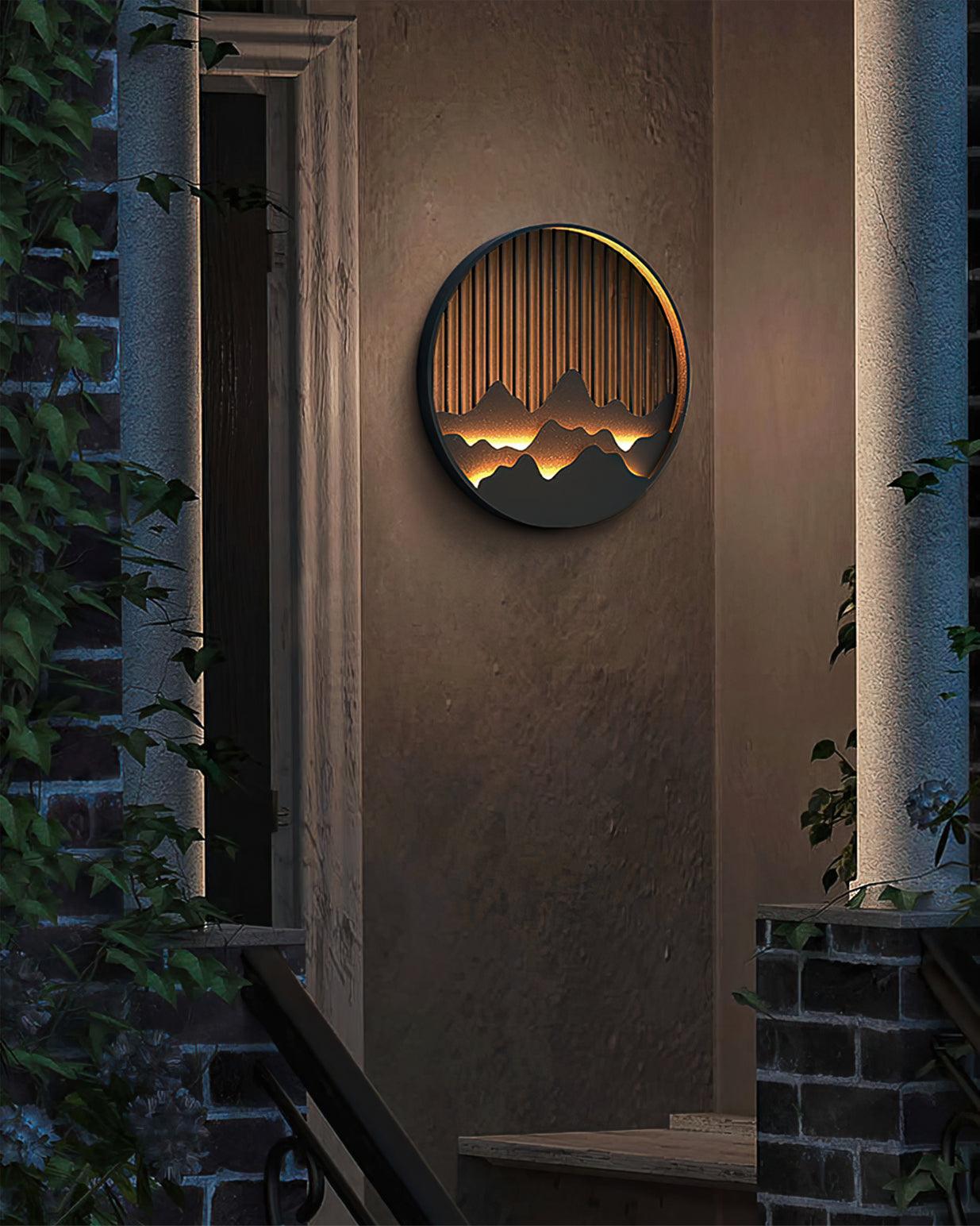 Cairncrest Outdoor Wall Lamp With Elegant Mountain Motifs - OpalDwell