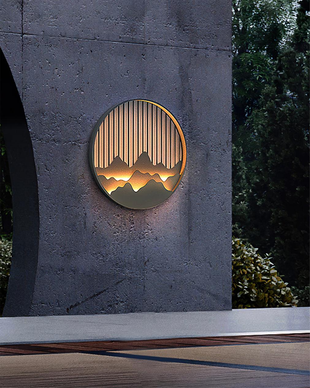Cairncrest Outdoor Wall Lamp With Elegant Mountain Motifs - OpalDwell